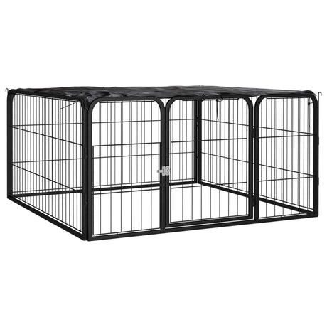 Vidaxl Dog Kennel 4 Panels 100x50 cm pulver -belagt stål sort