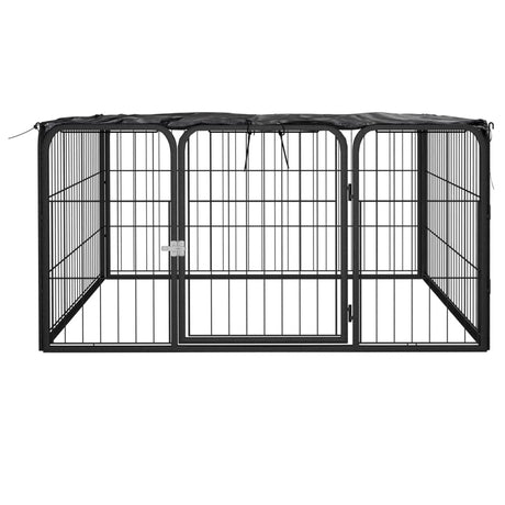 Vidaxl Dog Kennel 4 Panels 100x50 cm pulver -belagt stål sort