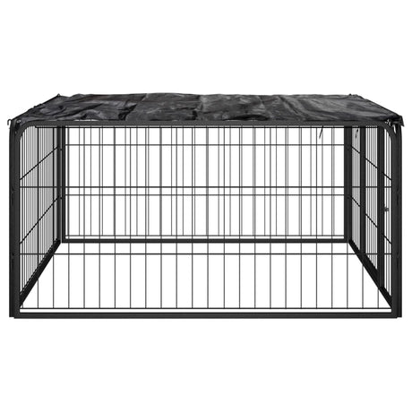 Vidaxl Dog Kennel 4 Panels 100x50 cm pulver -belagt stål sort