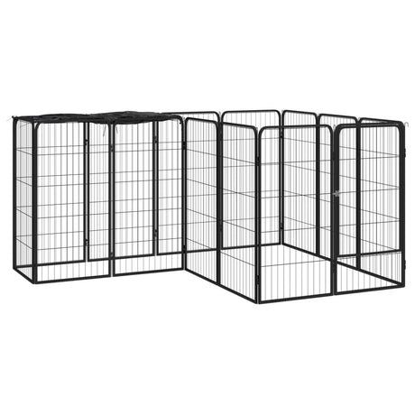Vidaxl hundegård 14 paneler 50 x 100 cm pulverlakeret stål sort