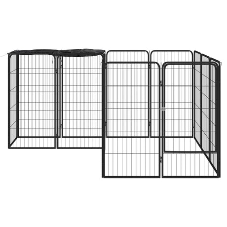 Vidaxl hundegård 14 paneler 50 x 100 cm pulverlakeret stål sort