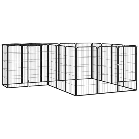 Vidaxl hundegård 18 paneler 50 x 100 cm pulverlakeret stål sort