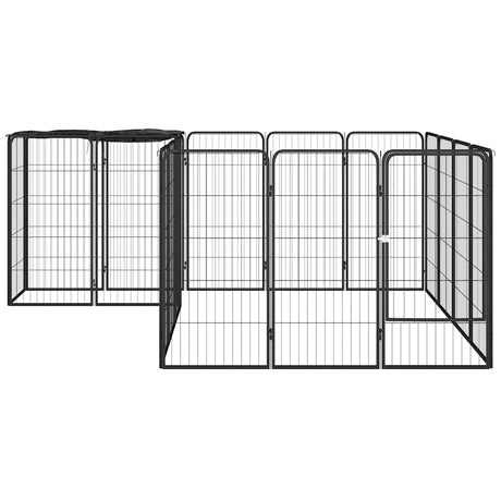 Vidaxl hundegård 18 paneler 50 x 100 cm pulverlakeret stål sort