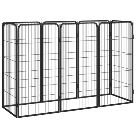 VidaXL hundegård 8 paneler 50x100 cm pulverlakeret stål sort