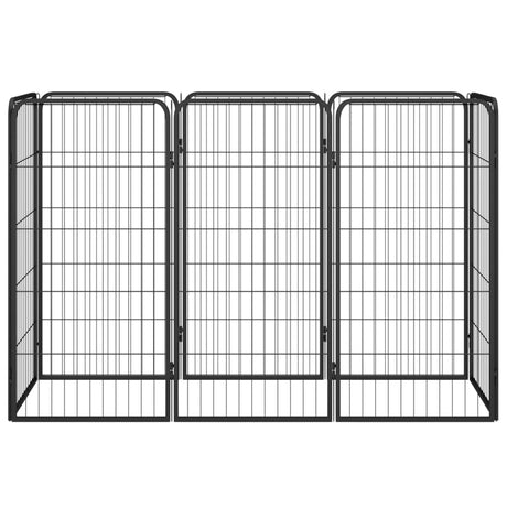 VidaXL hundegård 8 paneler 50x100 cm pulverlakeret stål sort
