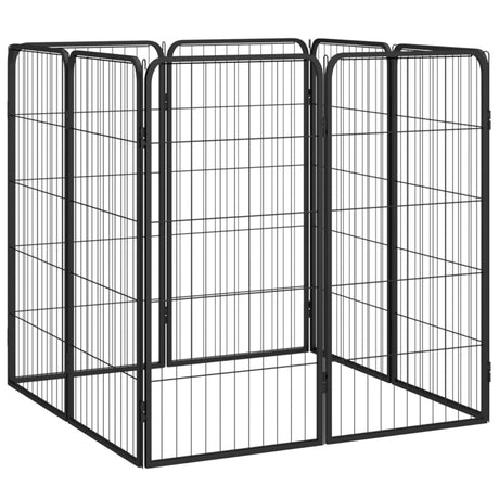 VidaXL hundegård 8 paneler 50x100 cm pulverlakeret stål sort