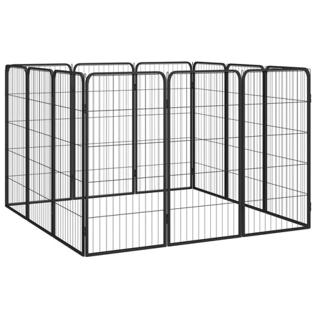 Vidaxl hundegård 12 paneler 50 x 100 cm pulverlakeret stål sort