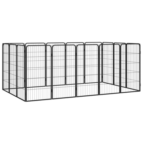 Vidaxl hundegård 16 paneler 50 x 100 cm pulverlakeret stål sort