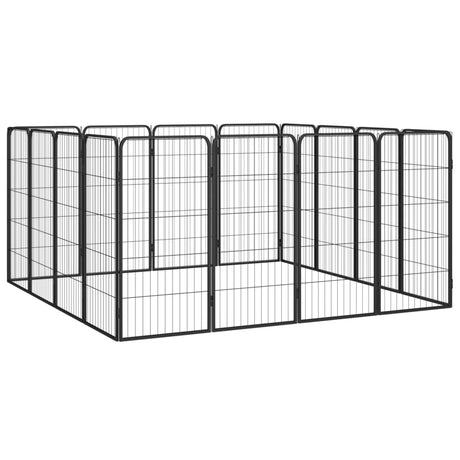 Vidaxl hundegård 16 paneler 50 x 100 cm pulverlakeret stål sort