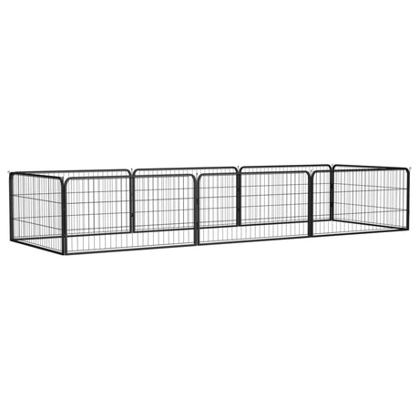 VidaXL hundegård 8 paneler 100x50 cm pulverlakeret stål sort