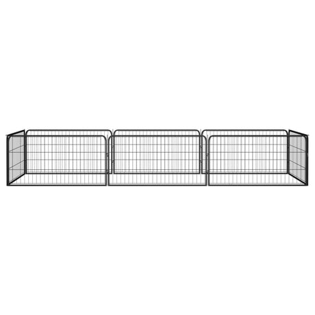 VidaXL hundegård 8 paneler 100x50 cm pulverlakeret stål sort
