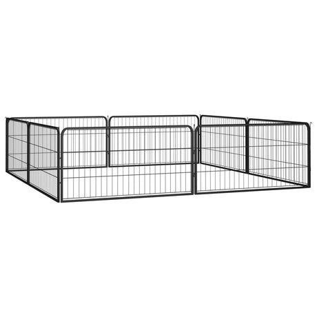 VidaXL hundegård 8 paneler 100x50 cm pulverlakeret stål sort