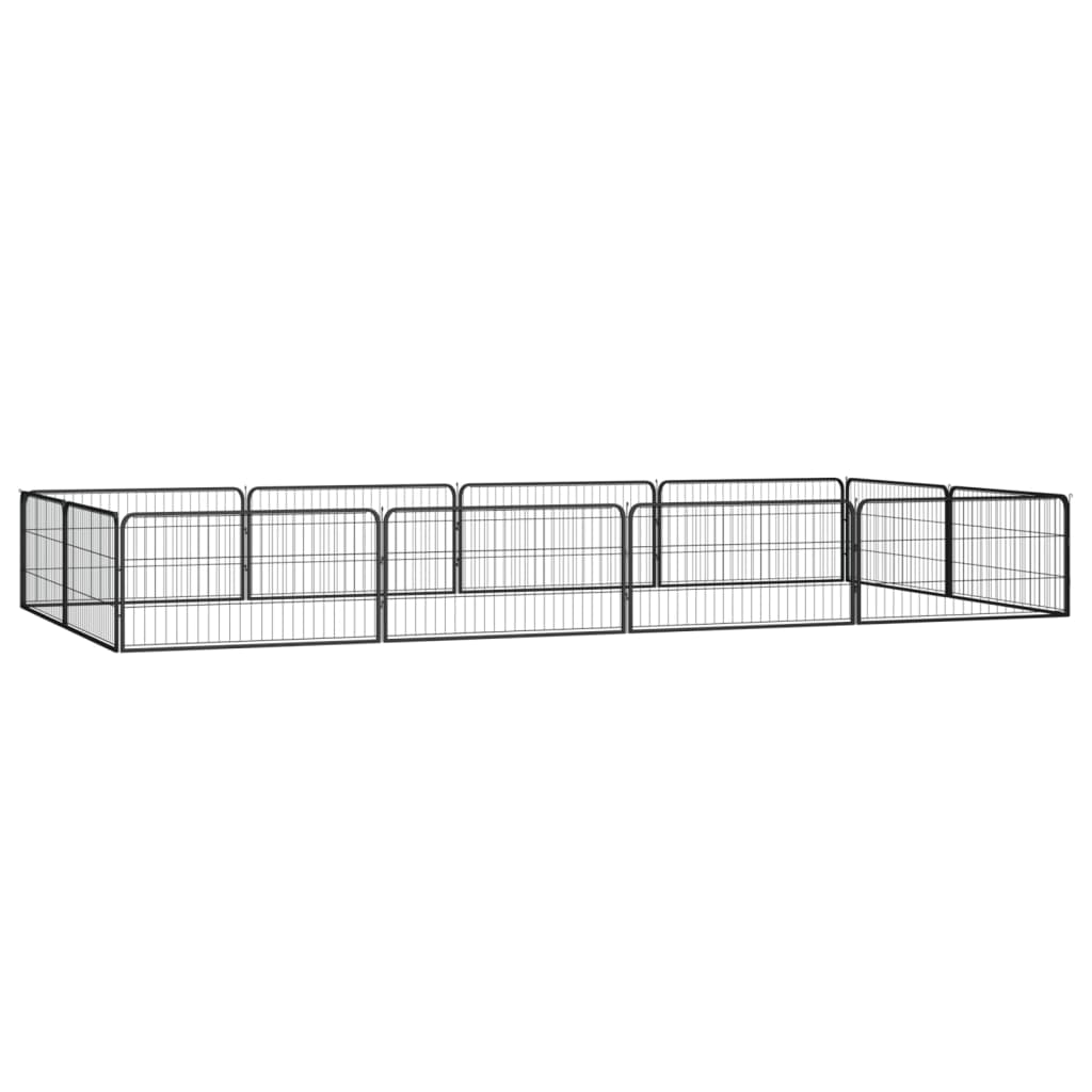 Vidaxxl hundegård 12 paneler 100x50 cm pulverlakeret stål sort