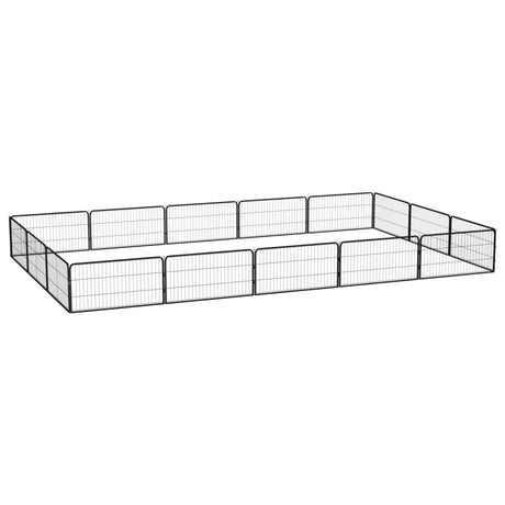 VidaXL dog kennel 16 panels 100x50 cm powder-coated steel black