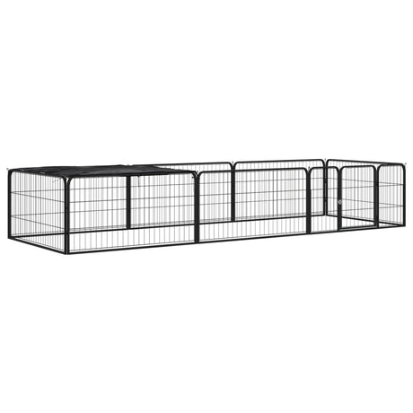 VidaXL hundegård 8 paneler 100x50 cm pulverlakeret stål sort