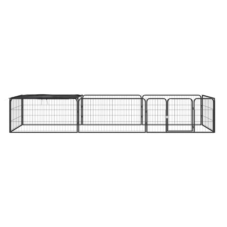 VidaXL hundegård 8 paneler 100x50 cm pulverlakeret stål sort