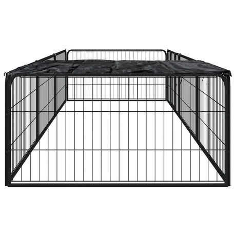 VidaXL hundegård 8 paneler 100x50 cm pulverlakeret stål sort