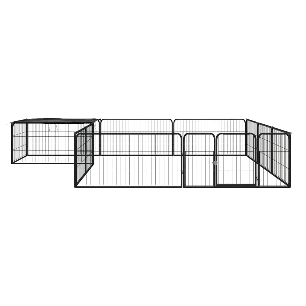 Vidaxxl hundegård 12 paneler 100x50 cm pulverlakeret stål sort