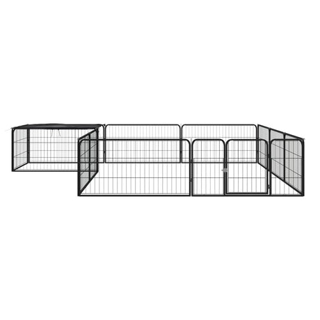 Vidaxxl hundegård 12 paneler 100x50 cm pulverlakeret stål sort