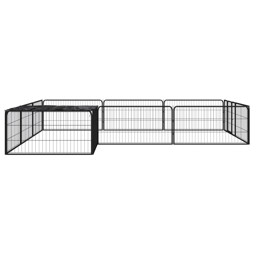 Vidaxxl hundegård 12 paneler 100x50 cm pulverlakeret stål sort