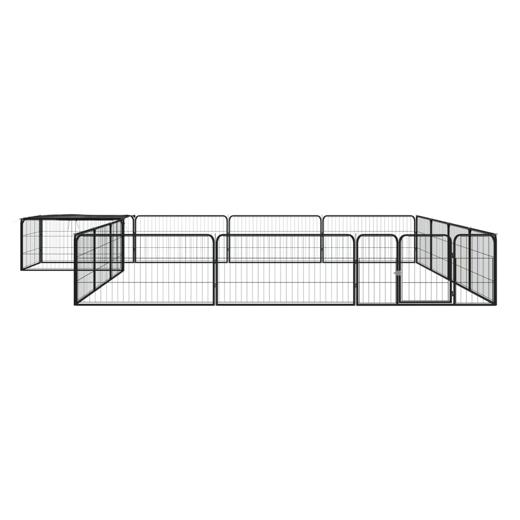 VidaXL hundegård 16 paneler 100x50 cm pulverlakeret stål sort