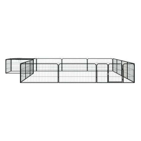 VidaXL hundegård 16 paneler 100x50 cm pulverlakeret stål sort