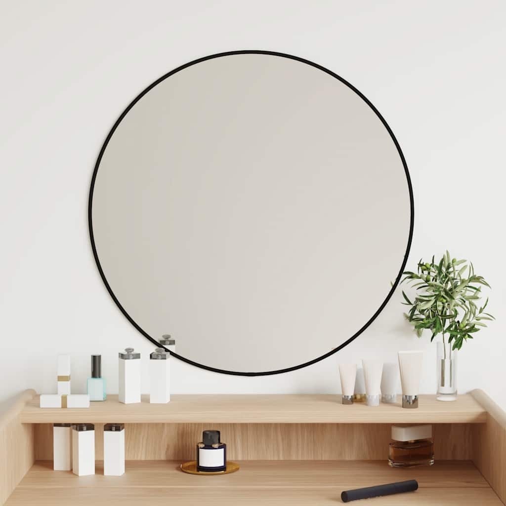 Vidaxl Wall Mirror Round Ø60 cm sort sort