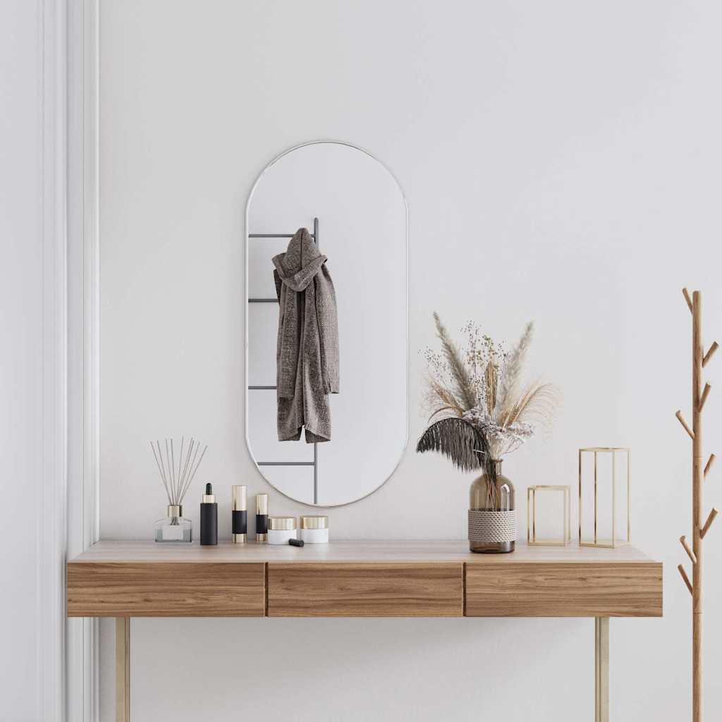 Vidaxl Wall Mirror 100x45 cm Oval sølvfarvet