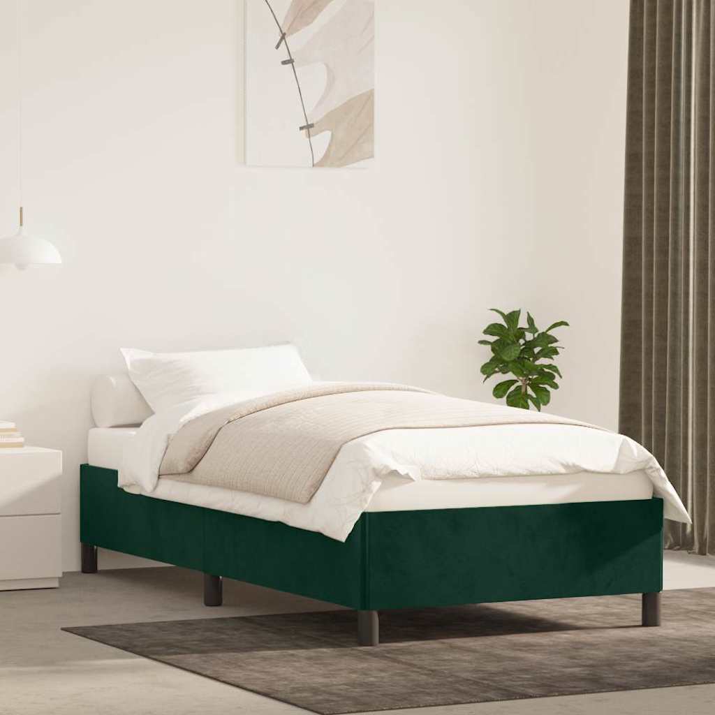 Vidaxl bedframe zonder matras 100x200 cm fluweel donkergroen