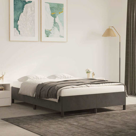 Vidaxl bedframe zonder matras 140x190 cm fluweel donkergrijs