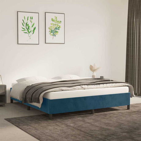 Vidaxl bedframe zonder matras 160x200 cm fluweel donkerblauw