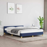Vidaxl bedframe met hoofdeinde zonder matras 140x190 cm stof blauw