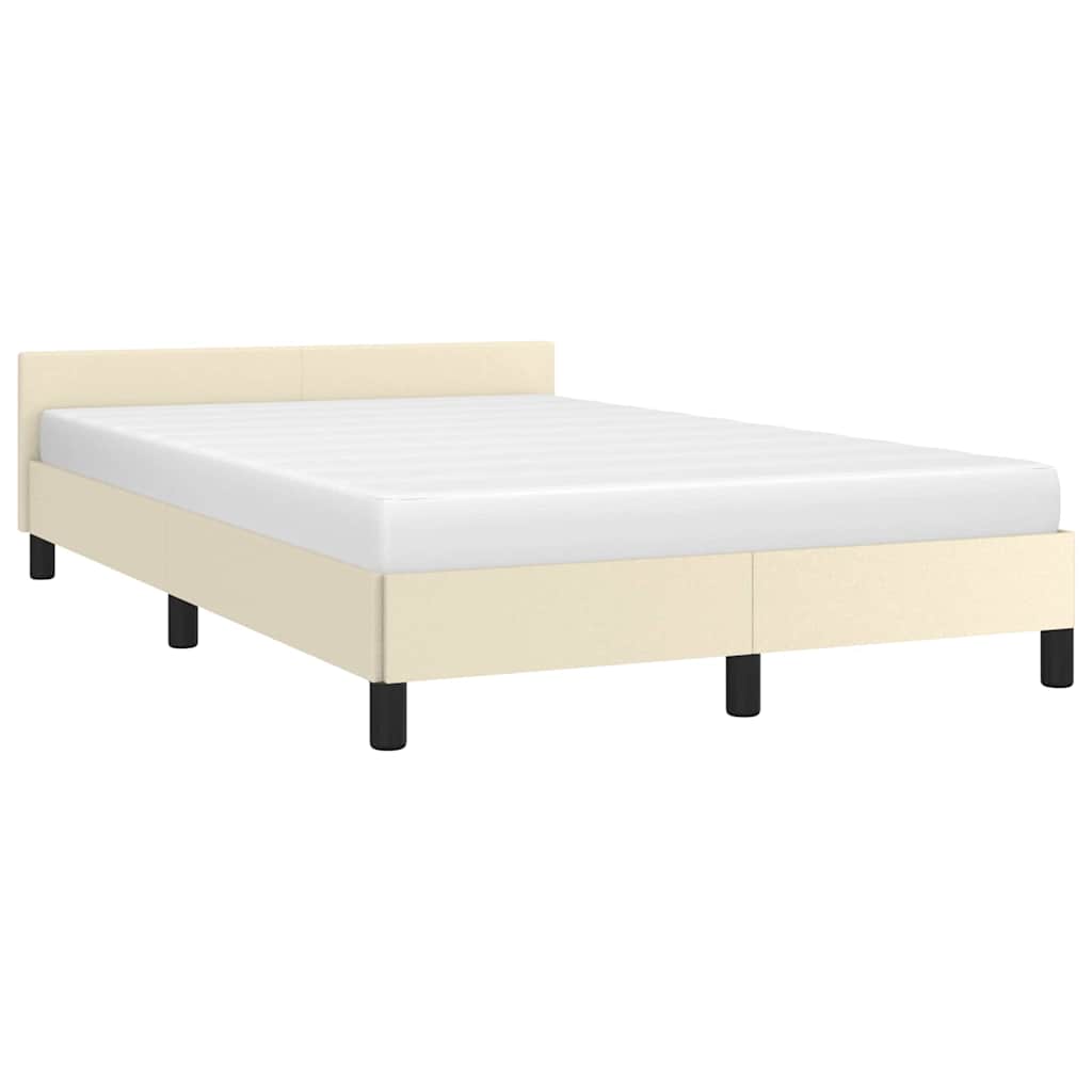Vidaxl bedframe met hoofdeinde zonder matras 120x200 cm crèmekleurig