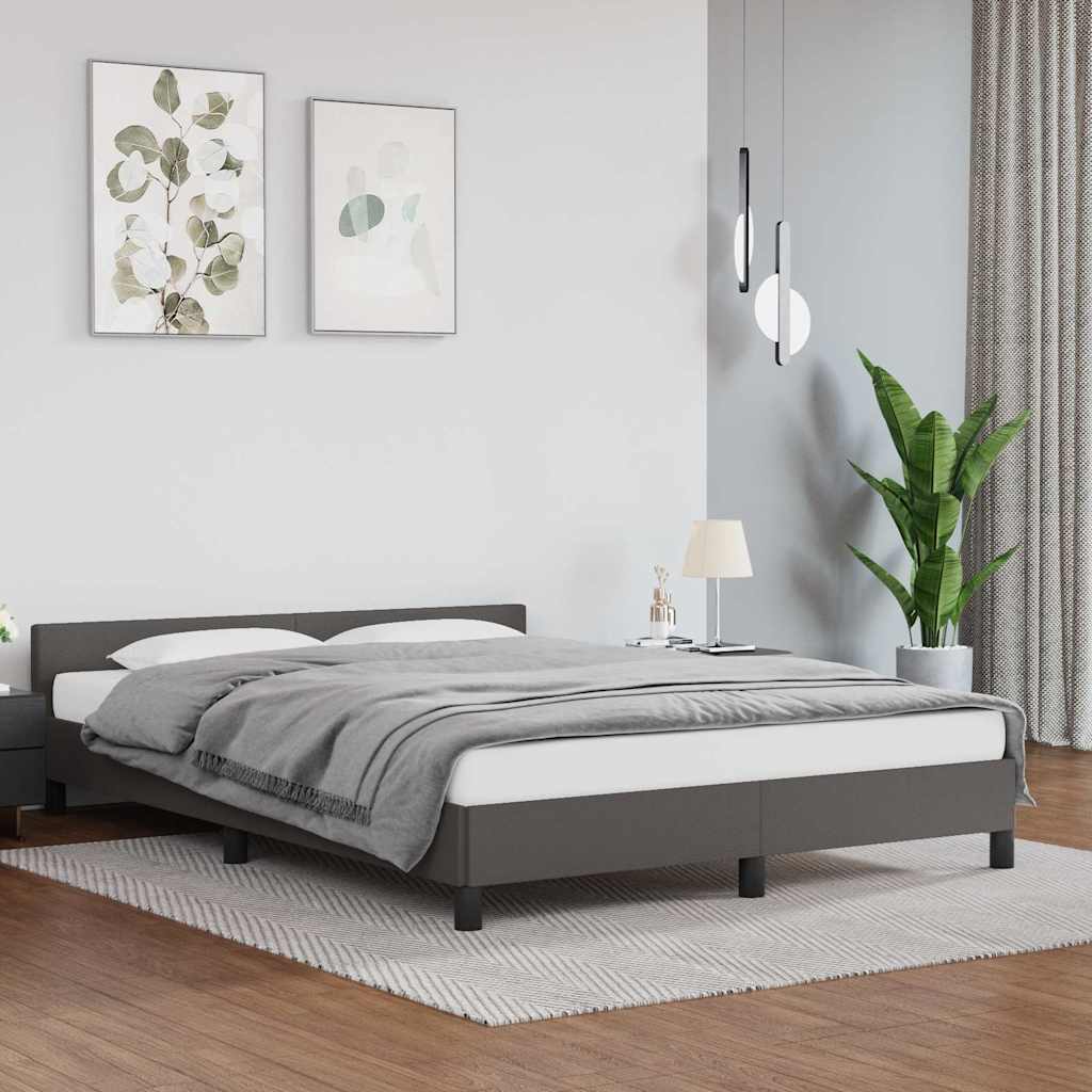 Vidaxl bedframe met hoofdeinde zonder matras 140x190 cm grijs