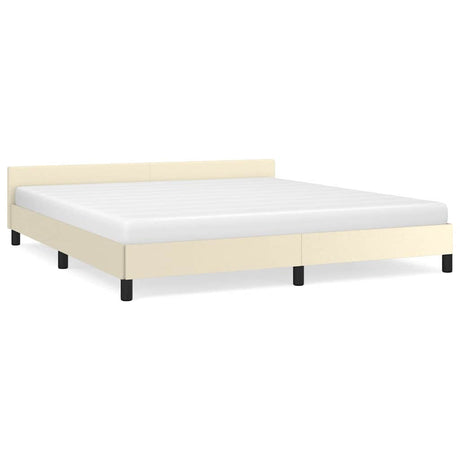Vidaxl bedframe met hoofdeinde zonder matras 160x200 cm crèmekleurig