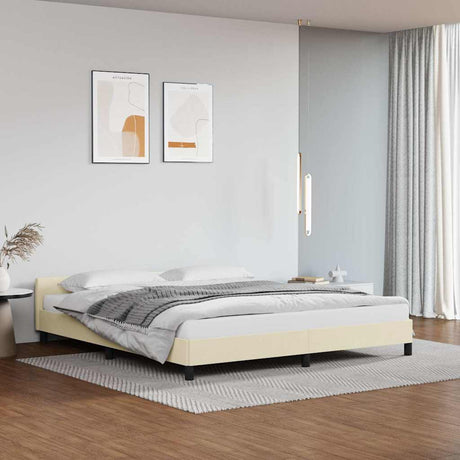 Vidaxl bedframe met hoofdeinde zonder matras 160x200 cm crèmekleurig