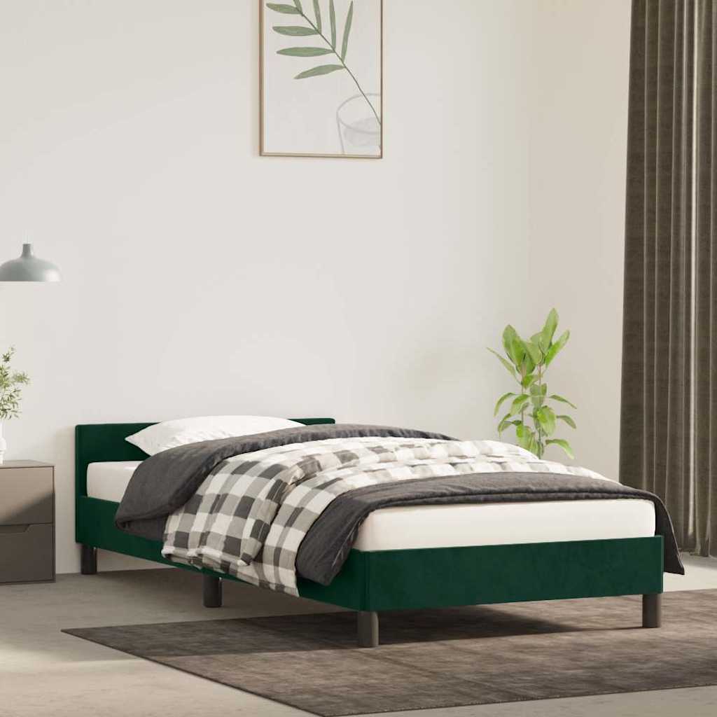 Vidaxl bedframe zonder matras 90x190 cm fluweel donkergroen