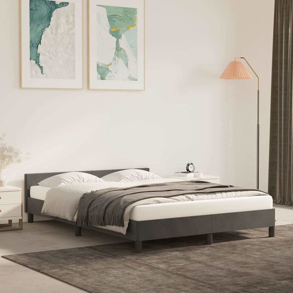 Vidaxl bedframe zonder matras 140x190 cm fluweel donkergrijs