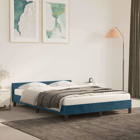 Vidaxl bedframe zonder matras 140x200 cm fluweel donkerblauw