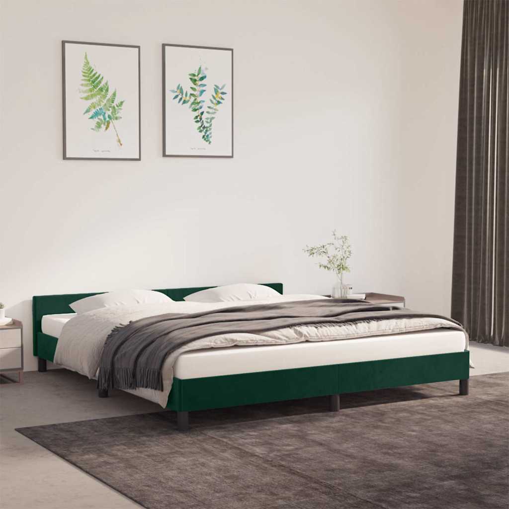 Vidaxl bedframe zonder matras 160x200 cm fluweel donkergroen