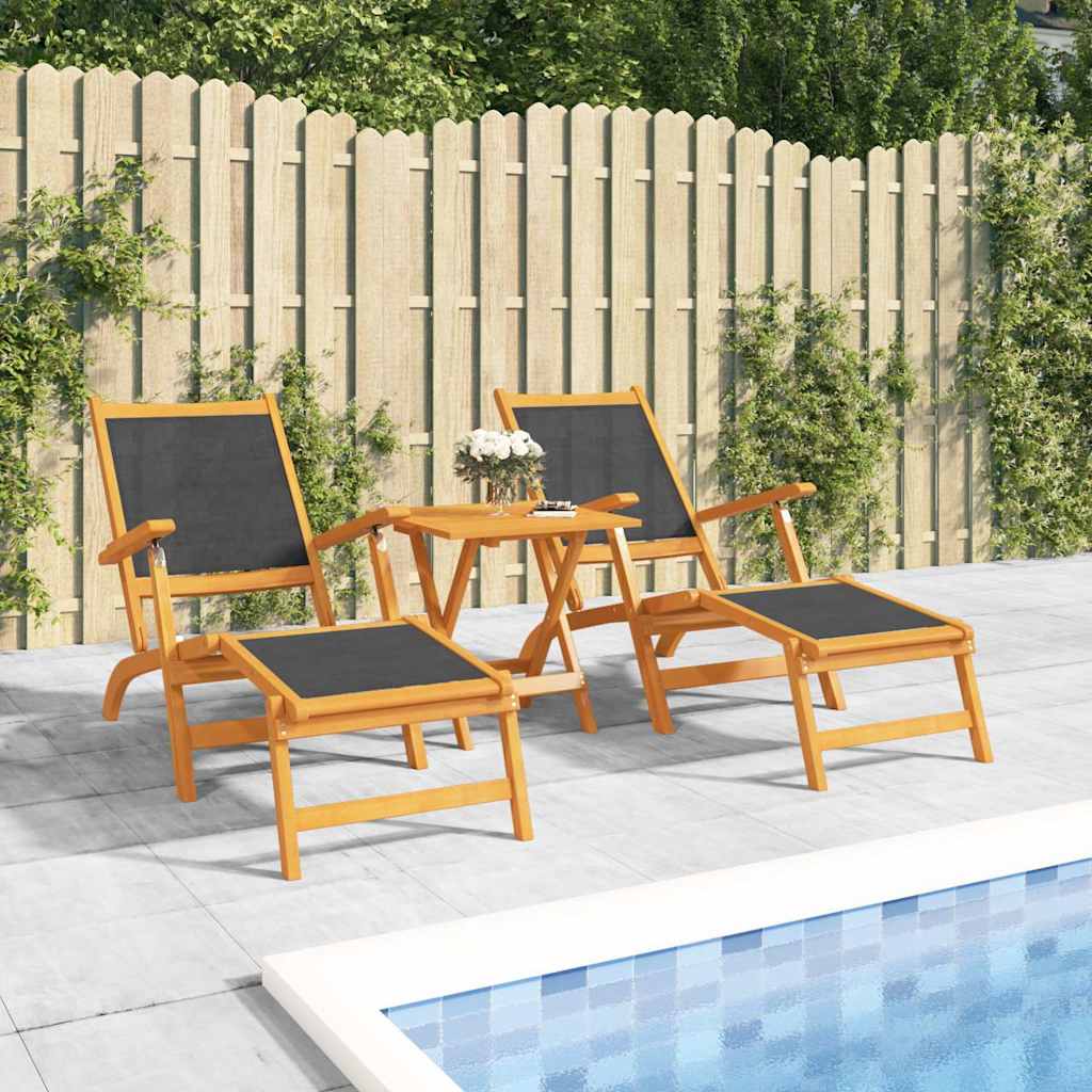Vidaxl terrasstoelen 2 st massief acaciahout en textileen