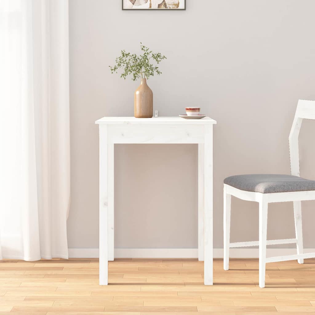 Vidaxl eettafel 55x55x75 cm massief grenenhout wit