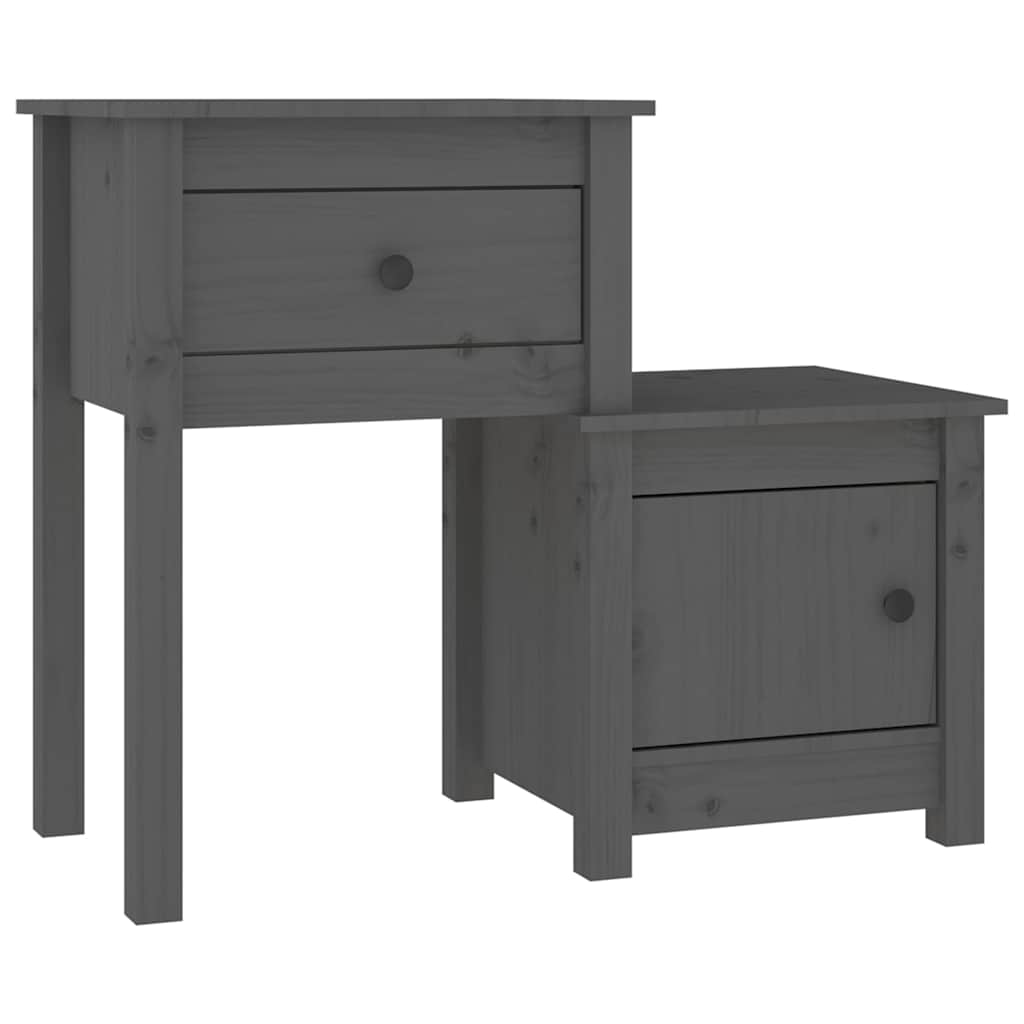 Vidaxl nachtkastjes 2 st 79,5x38x65,5 cm massief grenenhout grijs