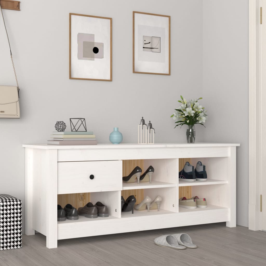 Vidaxl Shoe Cabinet 110x38x45,5 cm Solid Pine White