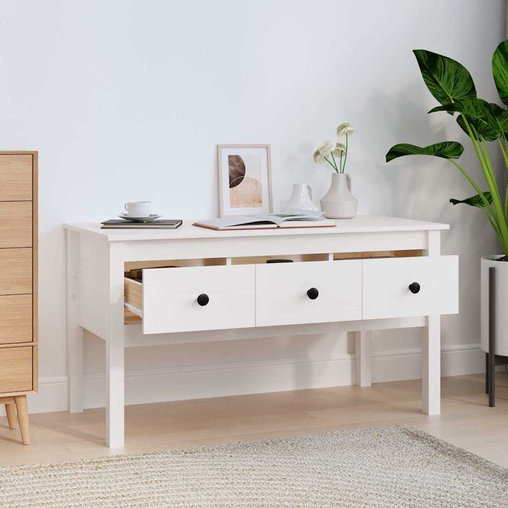 Vidaxl salontafel 102x49x55 cm massief grenenhout wit
