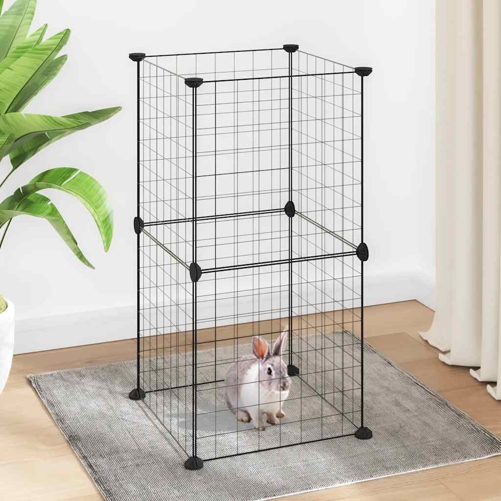 Vidaxl kæledyr bur med 8 paneler 35x35 cm stål sort
