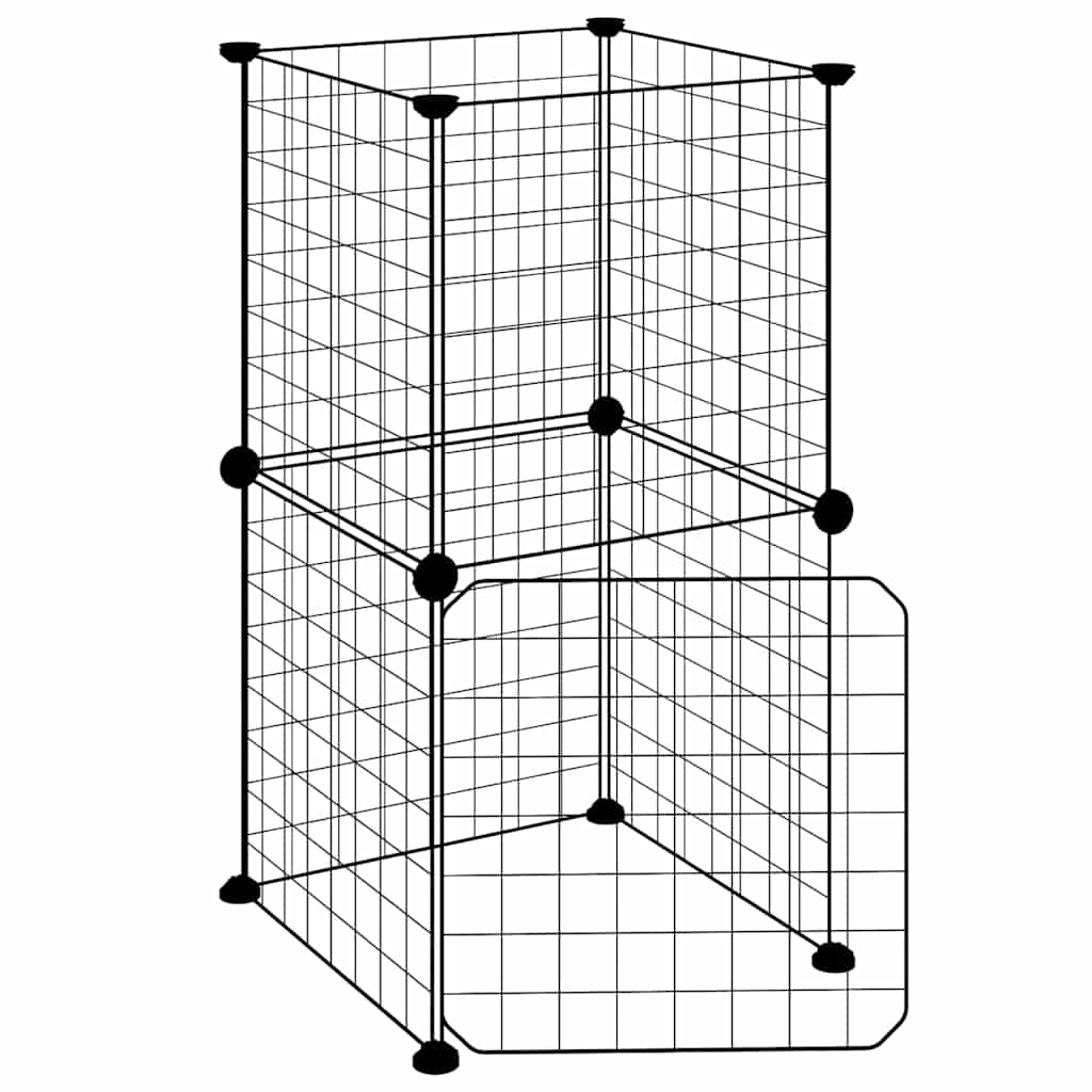 Vidaxl kæledyr bur med dør 8 paneler 35x35 cm stål sort