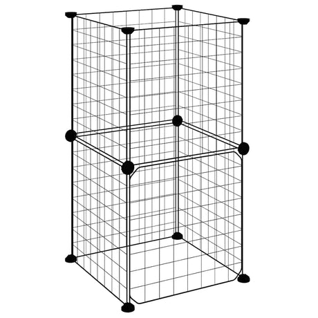 Vidaxl kæledyr bur med dør 8 paneler 35x35 cm stål sort