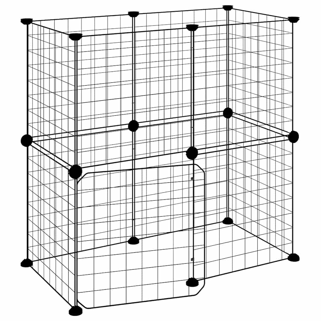 Vidaxl kæledyr bur med dør 12 paneler 35x35 cm stål sort