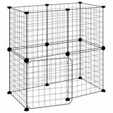 Vidaxl kæledyr bur med dør 12 paneler 35x35 cm stål sort